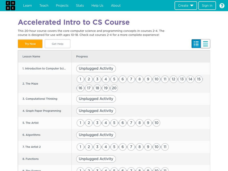Code Studio: Computer Science: 20 Hour Intro Course Lesson Plan Code Studio: Computer Science: 20 Hour Intro Course Lesson Plan