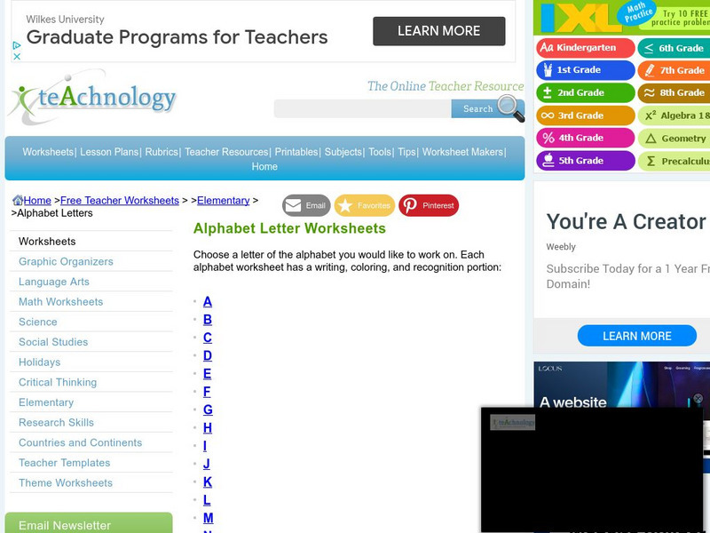 Teachnology: Worksheets: Early Childhood: Alphabet Unknown Type Teachnology: Worksheets: Early Childhood: Alphabet Unknown Type