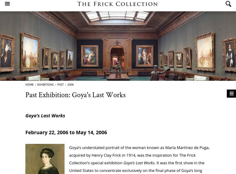 The Frick Collection: Goya's Last Works Website The Frick Collection: Goya's Last Works Website