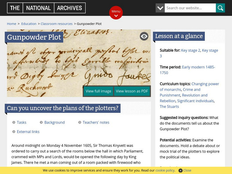 The National Archives: Gunpowder Plot Unit Plan The National Archives: Gunpowder Plot Unit Plan
