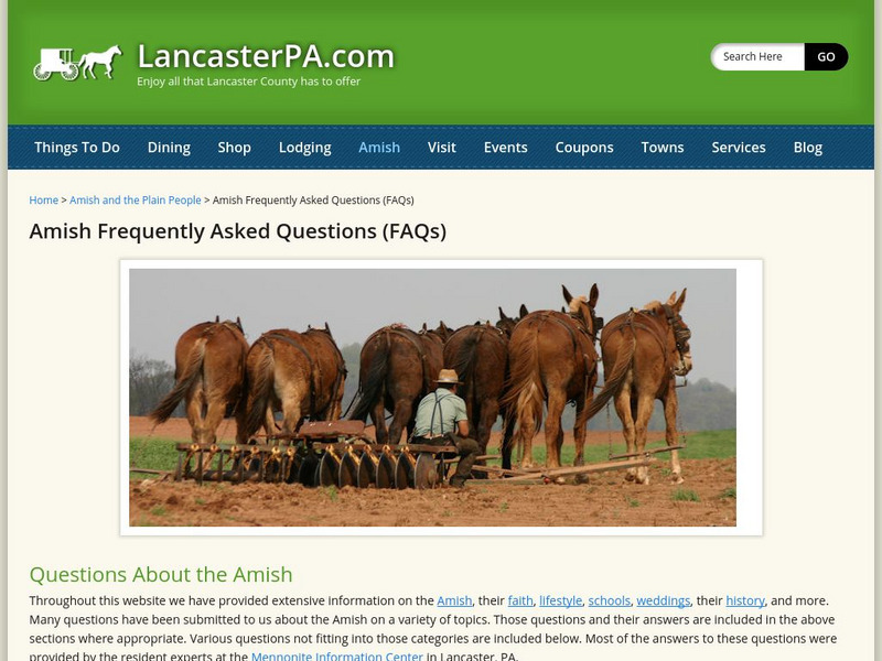 Pdcwc: The Amish: Frequently Asked Questions Website Pdcwc: The Amish: Frequently Asked Questions Website