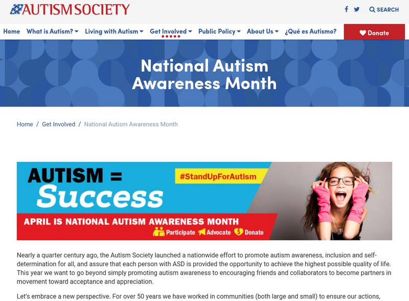 Autism Society: National Autism Awareness Month Website
