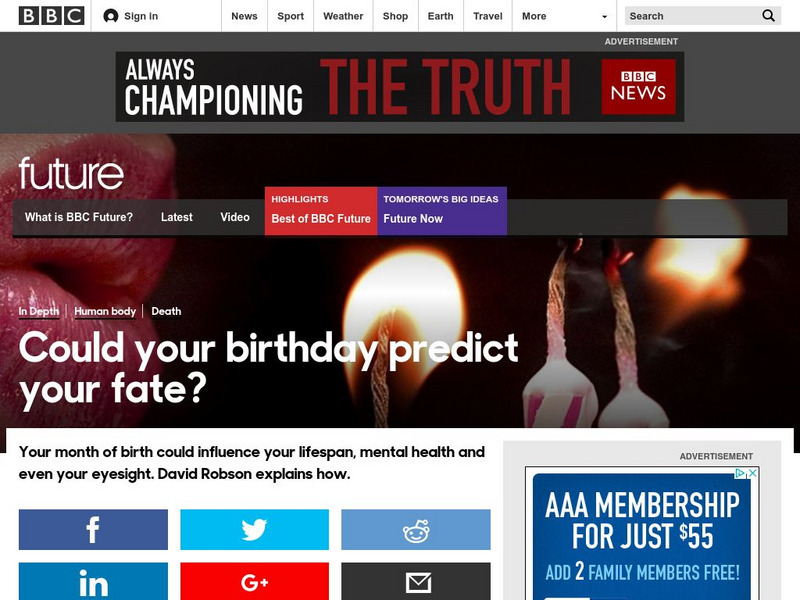 Bbc Future: Could Your Birthday Predict Your Fate? Article Bbc Future: Could Your Birthday Predict Your Fate? Article