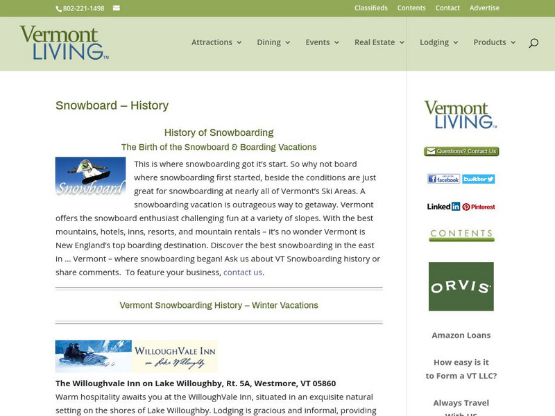 Vermont Living: History of Snowboarding Activity
