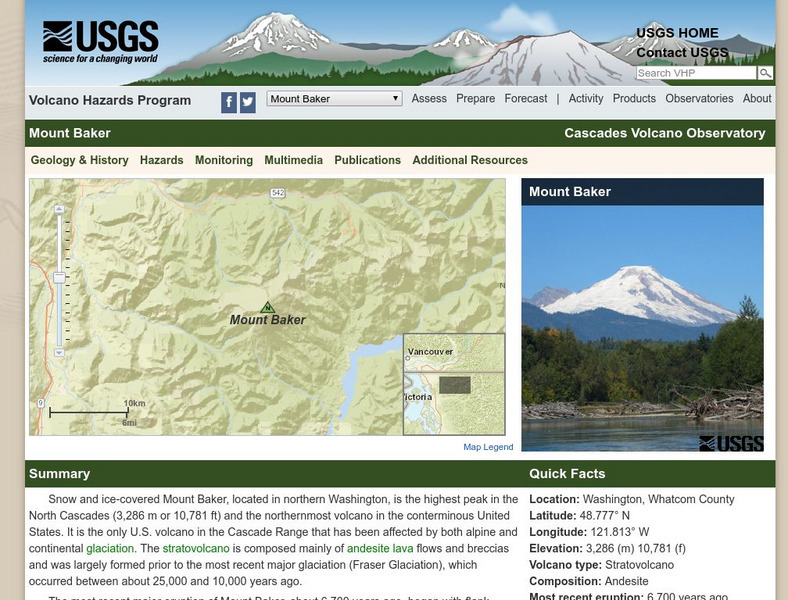 Usgs: Mount Baker Volcano, Washington Website Usgs: Mount Baker Volcano, Washington Website