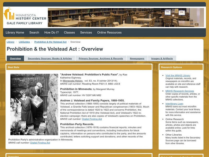Minnesota Historical Society: Prohibition & the Volstead Act Activity Minnesota Historical Society: Prohibition & the Volstead Act Activity