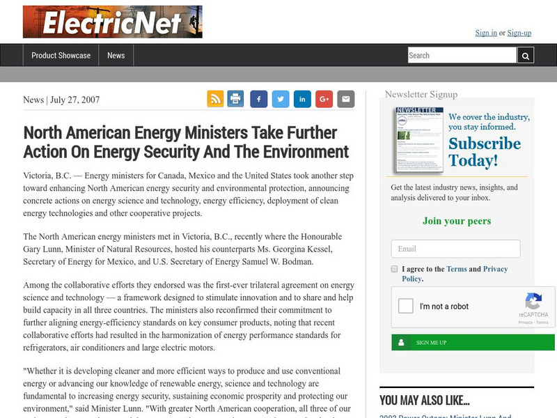 North American Energy Ministers Take Further Action on Energy Security Handout North American Energy Ministers Take Further Action on Energy Security Handout
