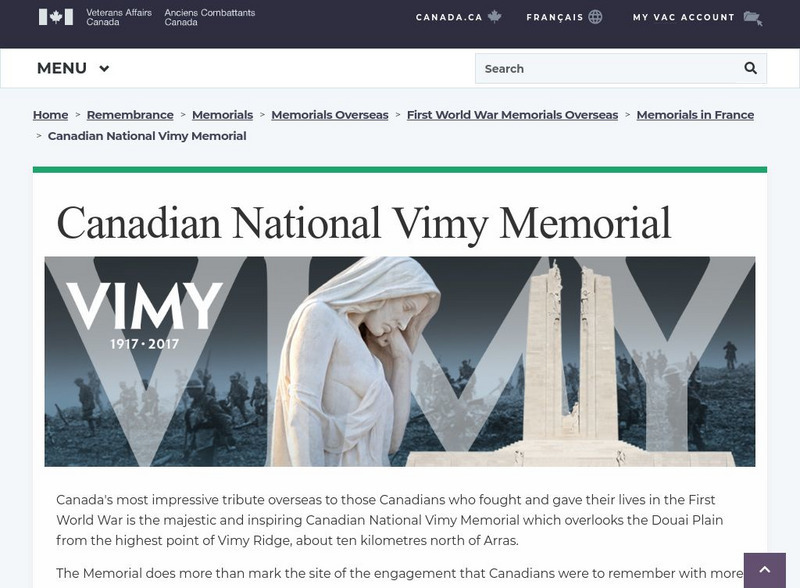 Veterans Affairs Canada: The Vimy Monument Unit Plan Veterans Affairs Canada: The Vimy Monument Unit Plan