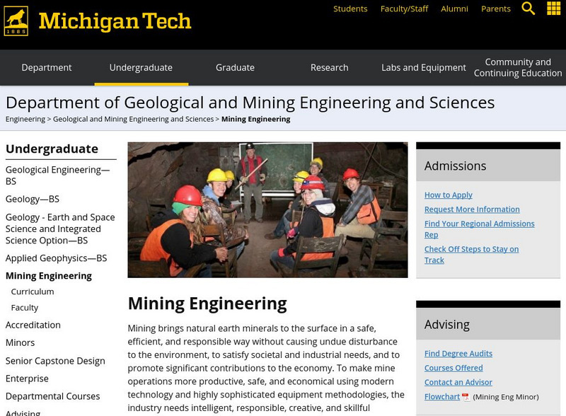 Mining Engineering at Michigan Tech Website Mining Engineering at Michigan Tech Website