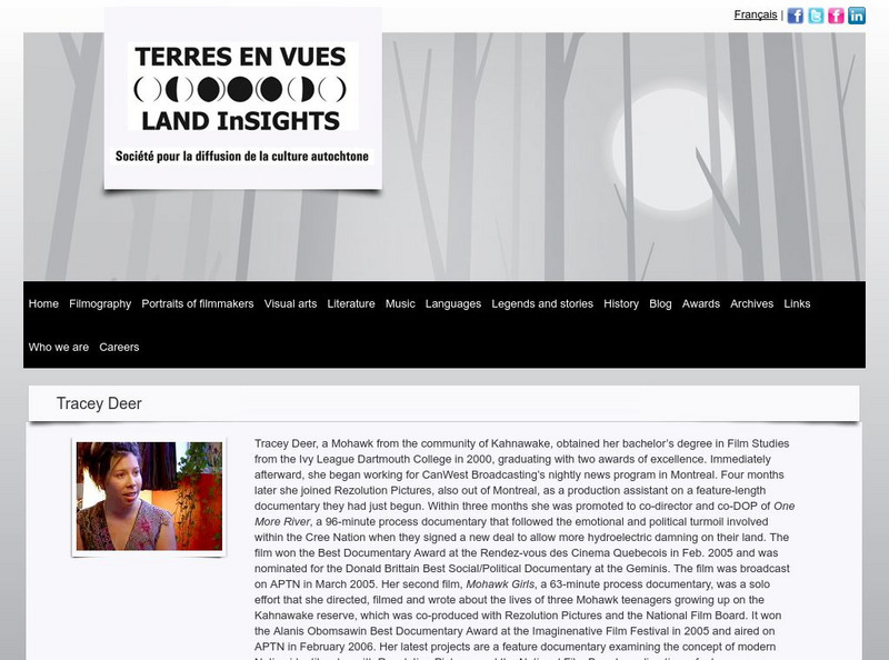 Land in Sights: Six Filmmakers: Tracey Deer Handout