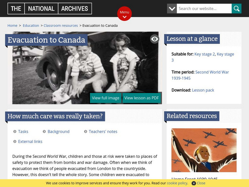 National Archives: Wwii Evacuation to Canada Lesson Plan National Archives: Wwii Evacuation to Canada Lesson Plan