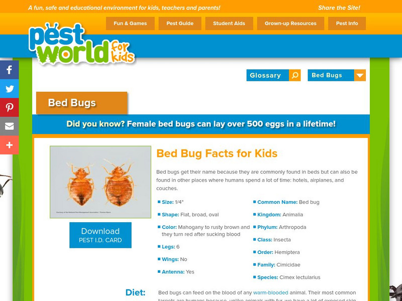 Pest World for Kids: Pest Guide: Bed Bugs Handout