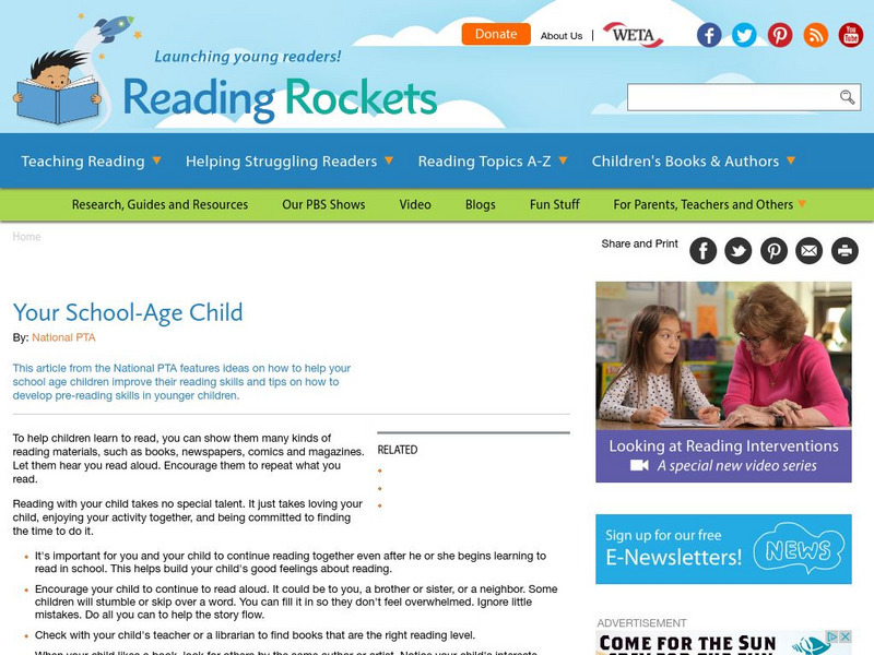 Reading Rockets: Your School Age Child Article Reading Rockets: Your School Age Child Article