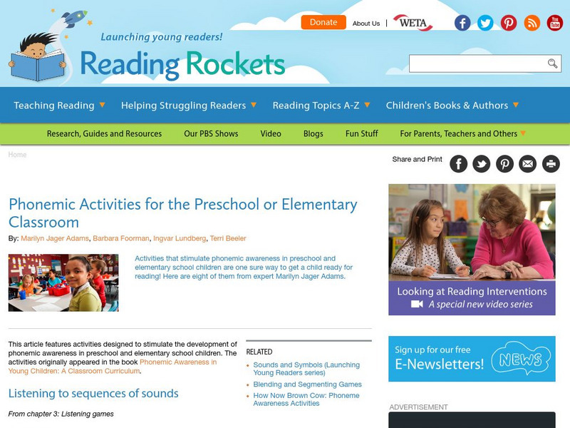Reading Rockets: Phonemic Activities Unit Plan Reading Rockets: Phonemic Activities Unit Plan