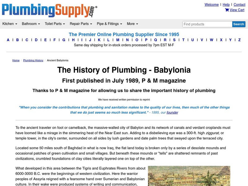 The History of Plumbing Babylonia Website