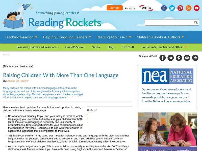 Reading Rockets: Raising Children With More Than One Language Website Reading Rockets: Raising Children With More Than One Language Website