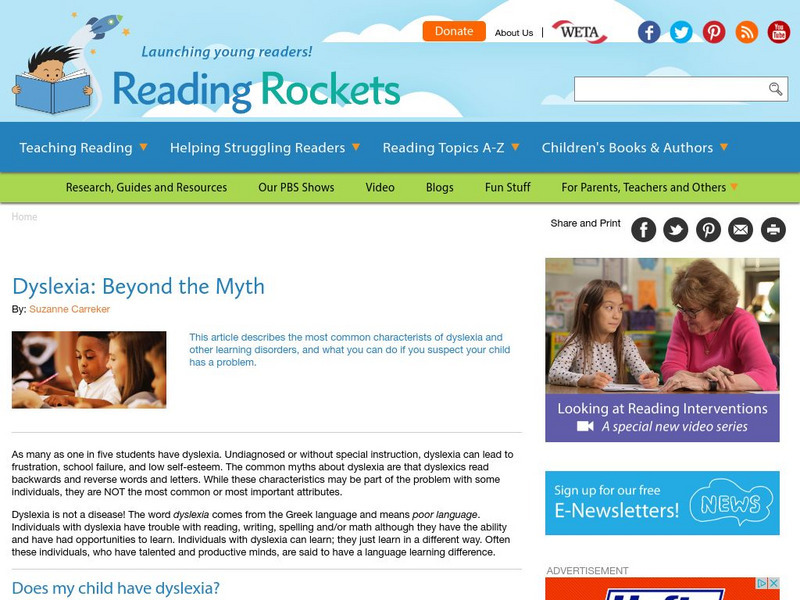 Reading Rockets: Dyslexia: Beyond the Myth Professional Doc Reading Rockets: Dyslexia: Beyond the Myth Professional Doc