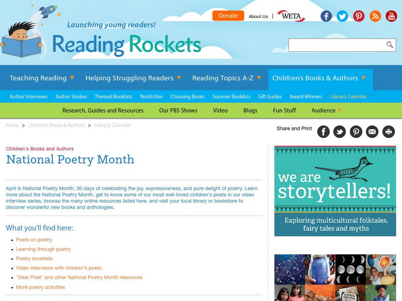 Reading Rockets: National Poetry Month Lesson Plan Reading Rockets: National Poetry Month Lesson Plan