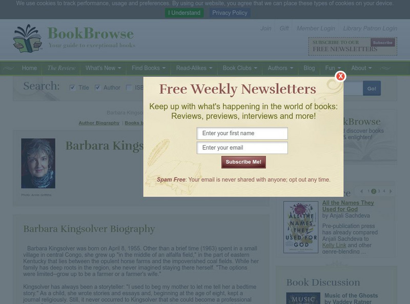 Book Browse: Barbara Kingsolver Biography Website