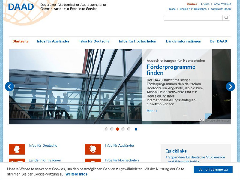 Deutscher Akademischer Austauschdienst Website