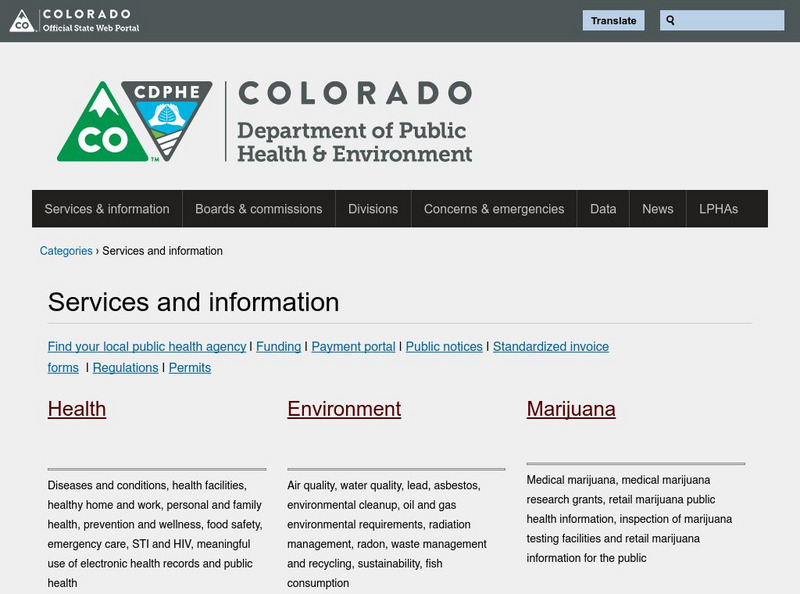 Colorado Department of Public Health and Environment Website Colorado Department of Public Health and Environment Website