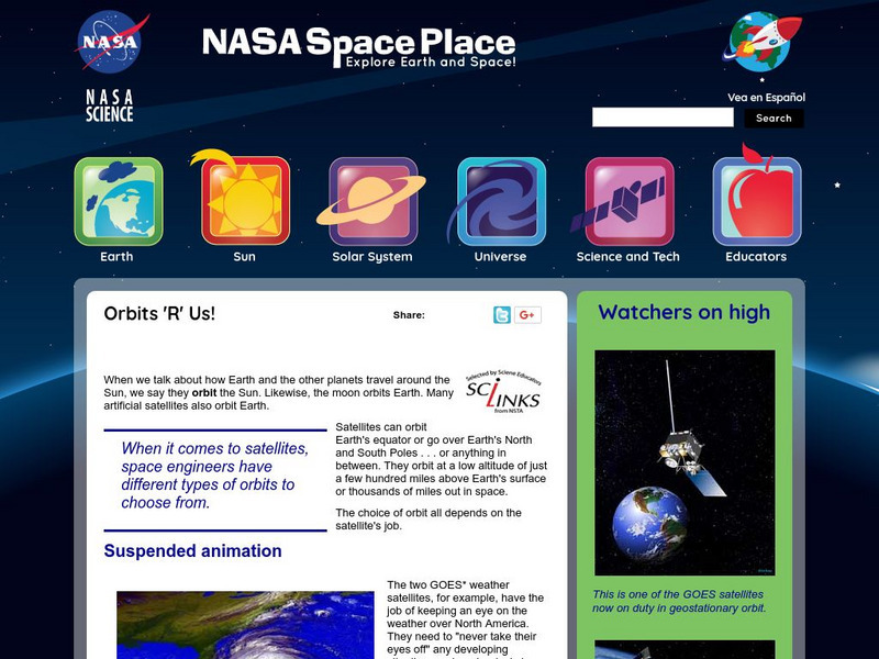 Nasa: The Space Place: Orbits 'R' Us Website Nasa: The Space Place: Orbits 'R' Us Website