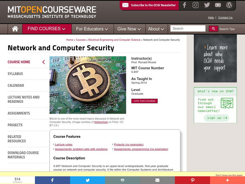 Mit: Open Course Ware: Network and Computer Security Online Course Mit: Open Course Ware: Network and Computer Security Online Course