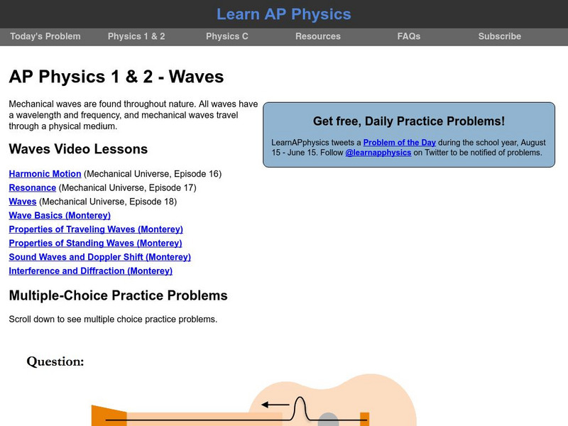 Learn Ap Physics: Physics B: Waves Unit Plan Learn Ap Physics: Physics B: Waves Unit Plan