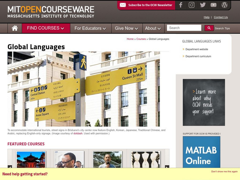 Mit: Open Course Ware: Global Studies and Languages Online Course