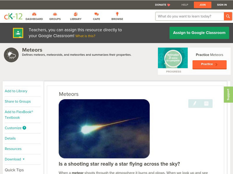 Ck 12: Earth Science: Meteors Unit Plan Ck 12: Earth Science: Meteors Unit Plan
