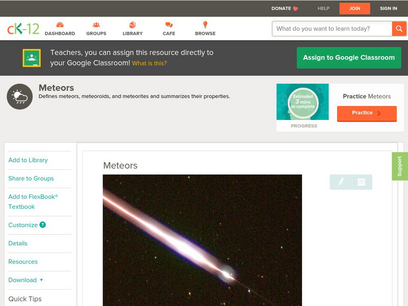 Ck 12: Earth Science: Meteors Unit Plan Ck 12: Earth Science: Meteors Unit Plan