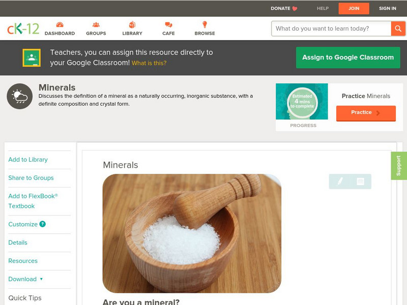 Ck 12: Earth Science: Minerals Unit Plan Ck 12: Earth Science: Minerals Unit Plan
