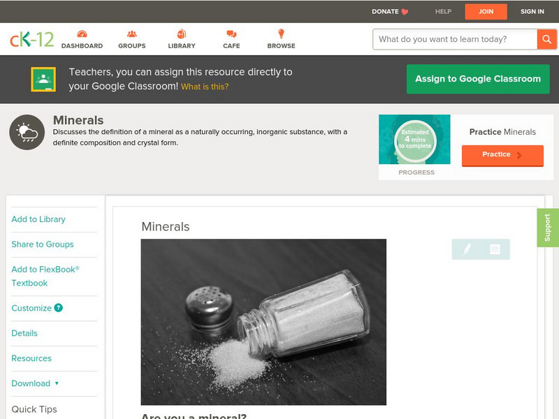 Ck 12: Earth Science: Minerals Unit Plan Ck 12: Earth Science: Minerals Unit Plan