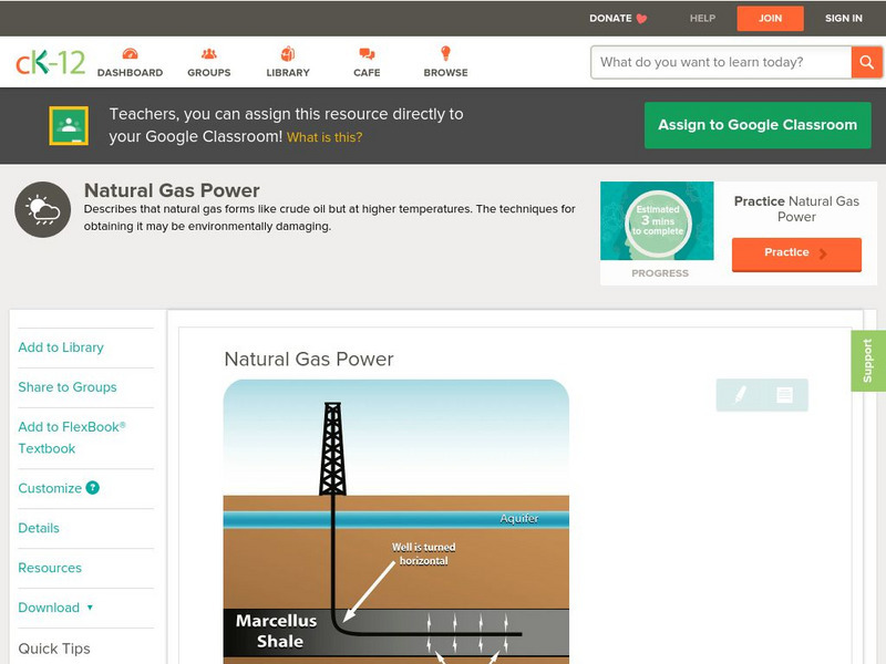 Ck 12: Earth Science: Natural Gas Power Unit Plan Ck 12: Earth Science: Natural Gas Power Unit Plan