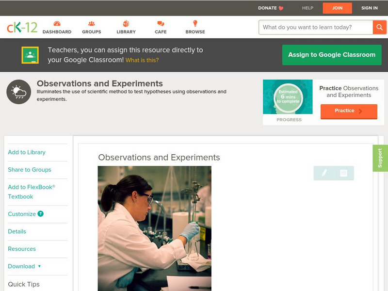 Ck 12: Earth Science: Observations and Experiments Unit Plan
