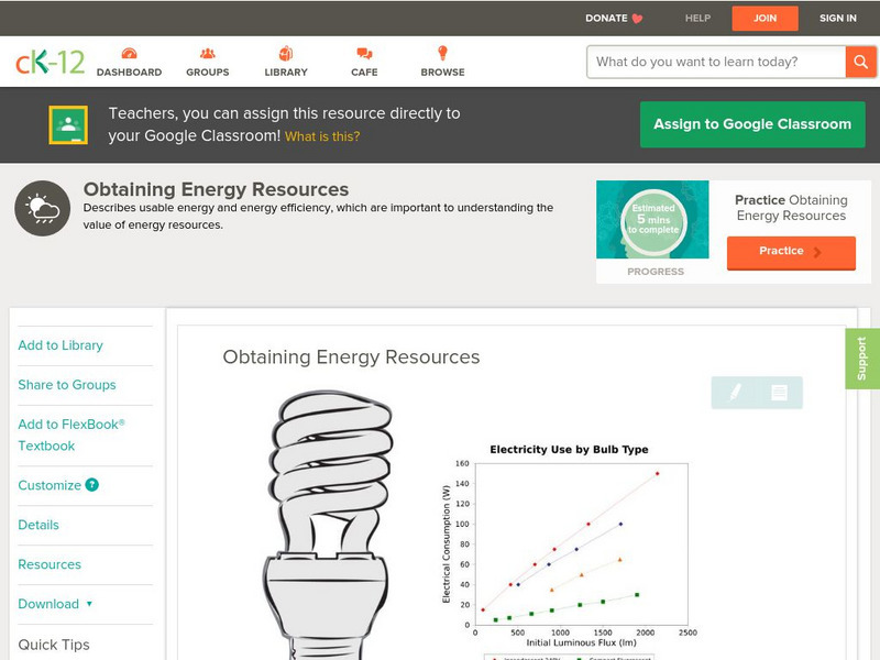 Ck 12: Earth Science: Obtaining Energy Resources Unit Plan