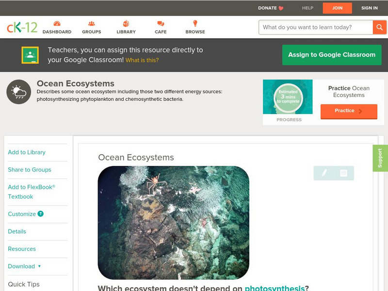 Ck 12: Earth Science: Ocean Ecosystems Unit Plan Ck 12: Earth Science: Ocean Ecosystems Unit Plan