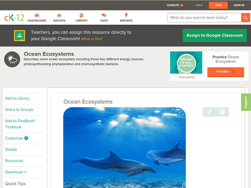 Ck 12: Earth Science: Ocean Ecosystems Unit Plan Ck 12: Earth Science: Ocean Ecosystems Unit Plan