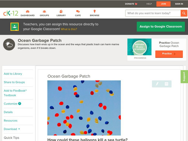 Ck 12: Earth Science: Ocean Garbage Patch Unit Plan