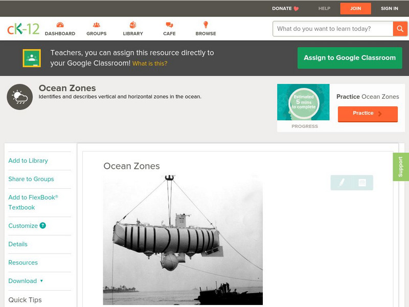 Ck 12: Earth Science: Ocean Zones Unit Plan