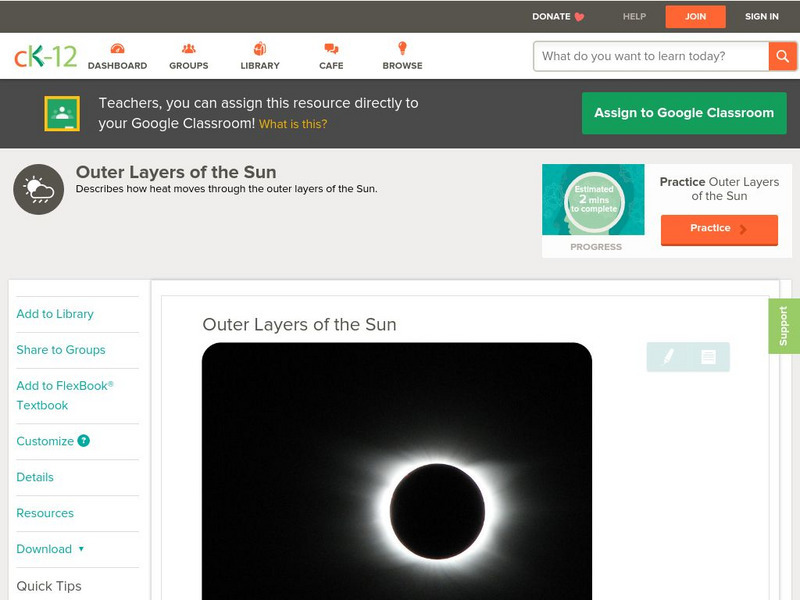 Ck 12: Earth Science: Outer Layers of the Sun Unit Plan Ck 12: Earth Science: Outer Layers of the Sun Unit Plan