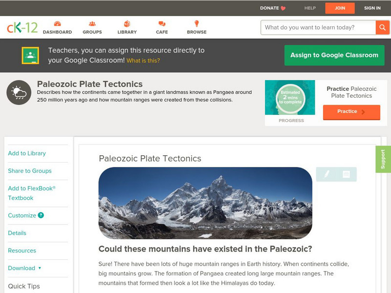 Ck 12: Earth Science: Paleozoic Plate Tectonics Unit Plan Ck 12: Earth Science: Paleozoic Plate Tectonics Unit Plan