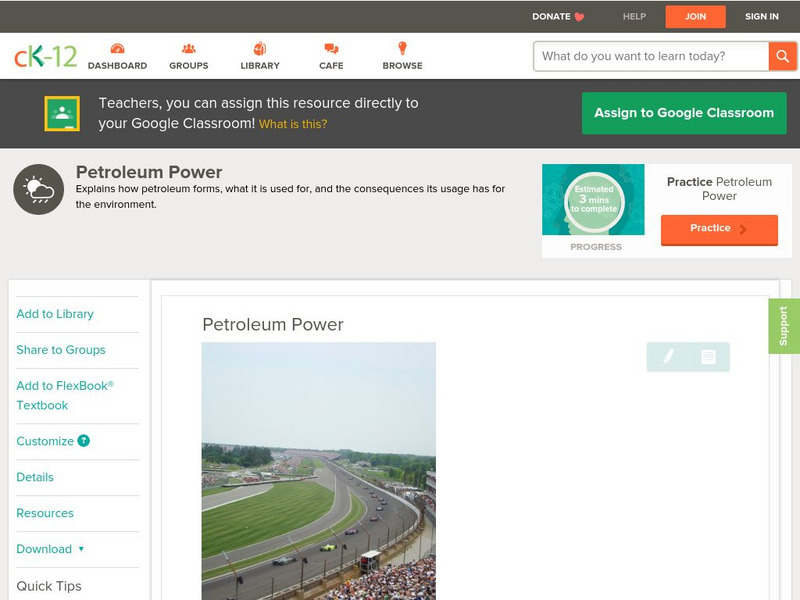 Ck 12: Earth Science: Petroleum Power Unit Plan Ck 12: Earth Science: Petroleum Power Unit Plan