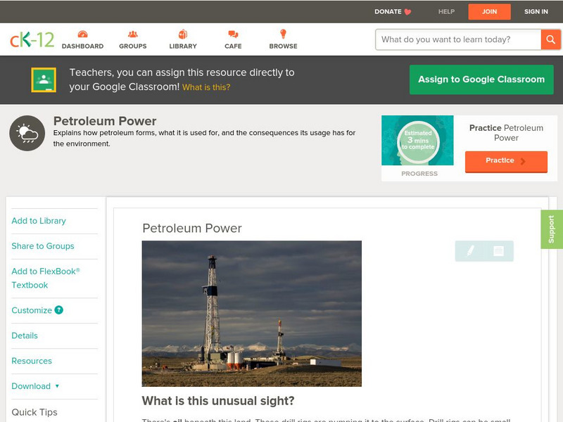 Ck 12: Earth Science: Petroleum Power Unit Plan Ck 12: Earth Science: Petroleum Power Unit Plan