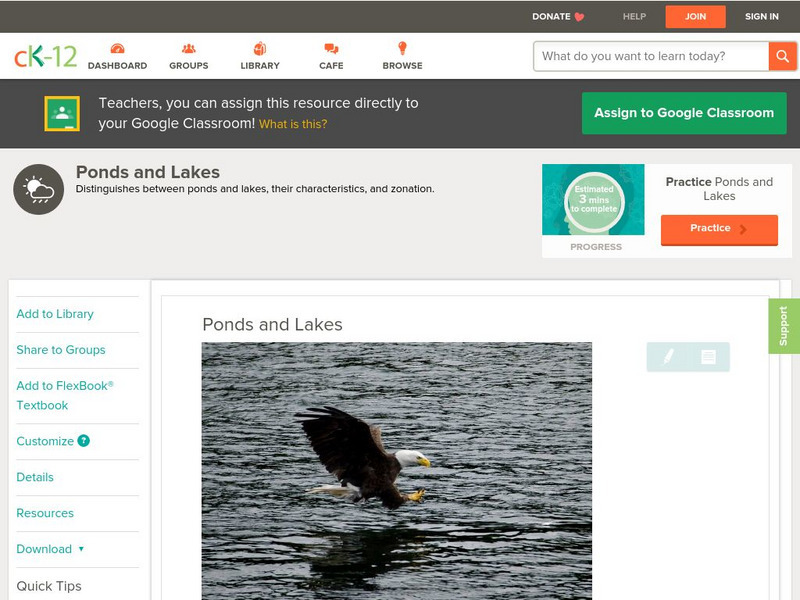Ck 12: Earth Science: Ponds and Lakes Unit Plan