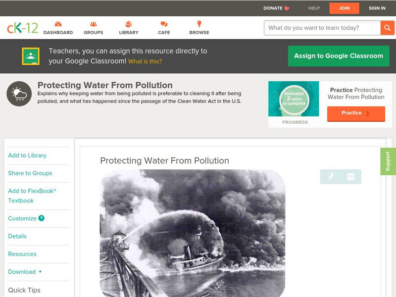 Ck 12: Earth Science: Protecting Water From Pollution Unit Plan Ck 12: Earth Science: Protecting Water From Pollution Unit Plan
