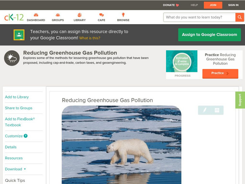 Ck 12: Earth Science: Reducing Greenhouse Gas Pollution Unit Plan Ck 12: Earth Science: Reducing Greenhouse Gas Pollution Unit Plan