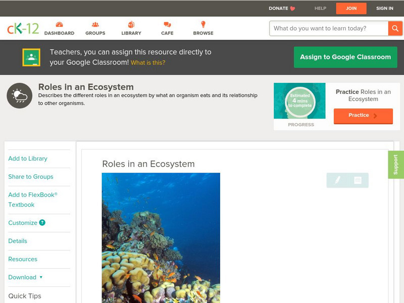 Ck 12: Earth Science: Roles in an Ecosystem Unit Plan Ck 12: Earth Science: Roles in an Ecosystem Unit Plan