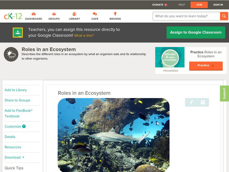 Ck 12: Earth Science: Roles in an Ecosystem Unit Plan Ck 12: Earth Science: Roles in an Ecosystem Unit Plan
