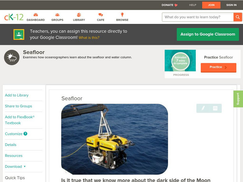 Ck 12: Earth Science: Seafloor Unit Plan Ck 12: Earth Science: Seafloor Unit Plan